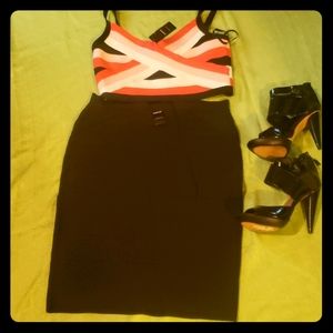 Women's Bebe bandage skirt and top bnwt